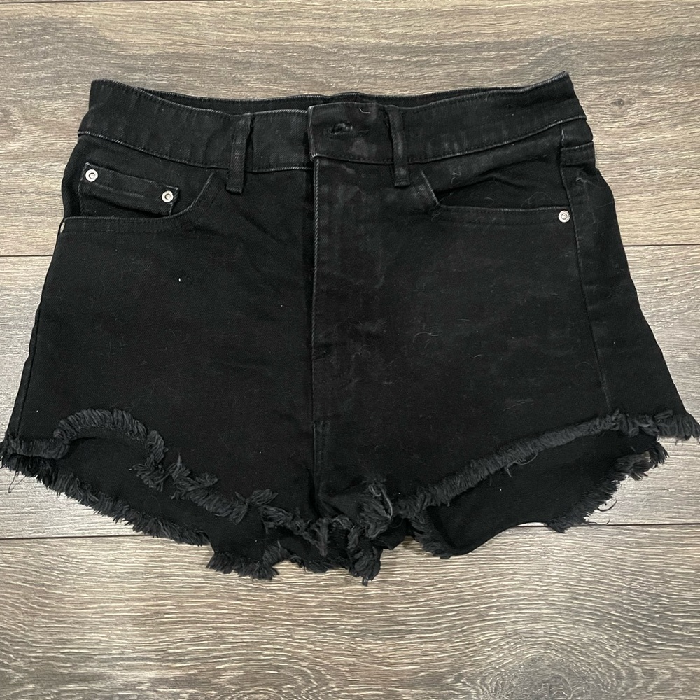 Zara High Rise Black Denim Short